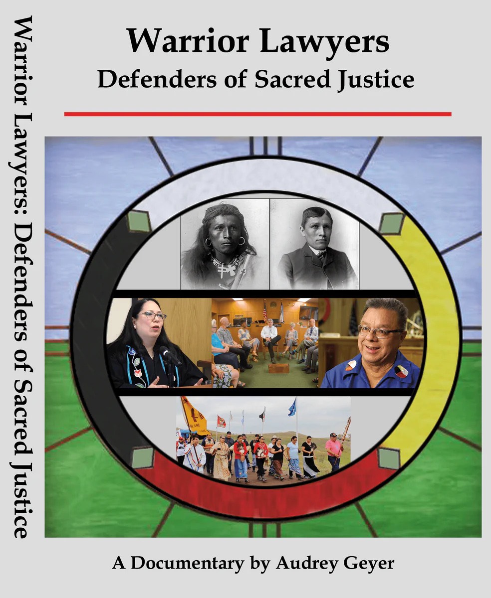 A poster depicting multiple photos of Native American organizing.